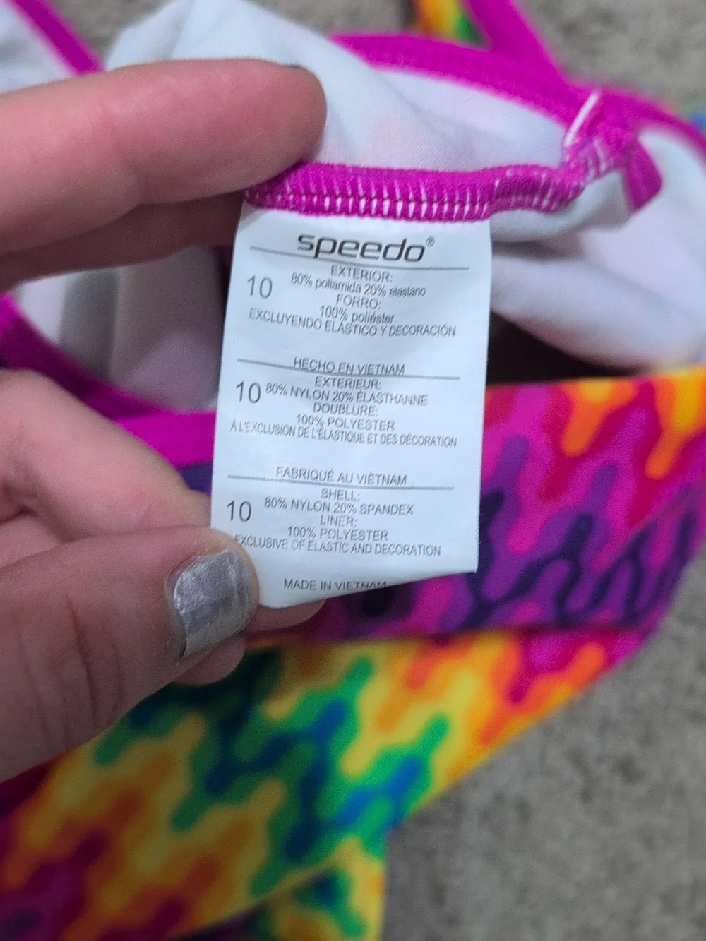 Speedo Multicolor Racerback Swimsuit Girls Size 10‎ Chevron Rainbow Pattern